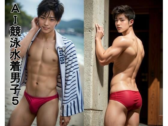 【イラスト・CG集】AI競泳水着男子5｜-軽転