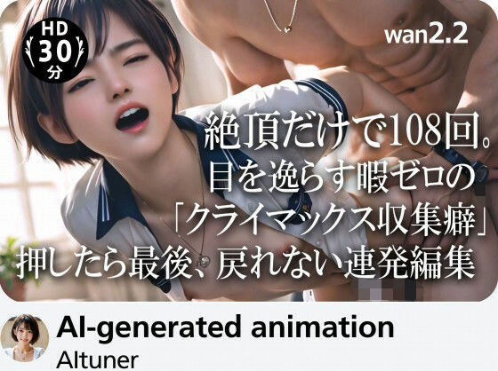 【3DCG】【30分HD】 絶頂だけで108回。目を逸らす暇ゼロの「クライマックス収集癖」──押したら最後、戻れない連発編集｜-AItuner